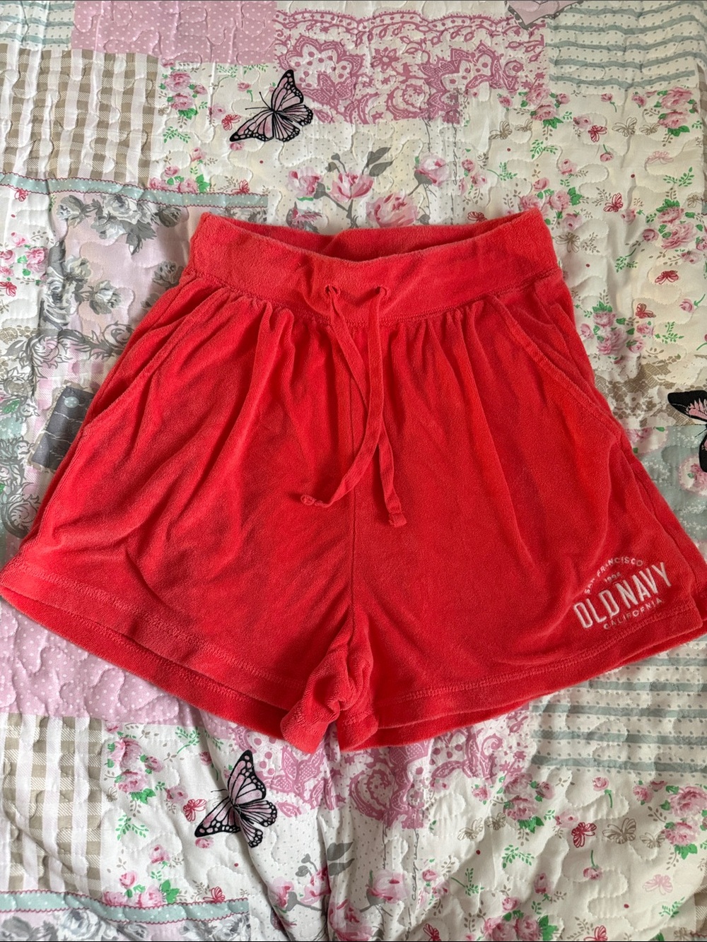 Old Navy Coral Terry Drawstring Athletic Shorts